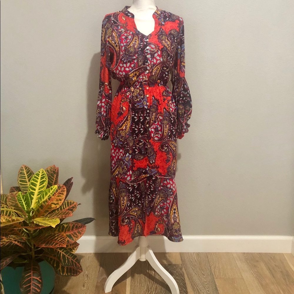 FIG & FLOWER * Anthropologie paisley chiffon dress